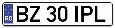 Placuta inmatriculare numar auto  BZ-30-IPL, BZ 30 IPL, BZ30IPL