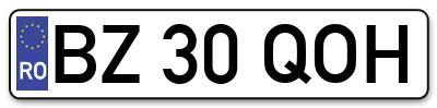 Placuta inmatriculare numar auto  BZ-30-QOH, BZ 30 QOH, BZ30QOH