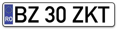 Placuta inmatriculare numar auto  BZ-30-ZKT, BZ 30 ZKT, BZ30ZKT