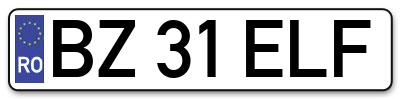 Placuta inmatriculare numar auto  BZ-31-ELF, BZ 31 ELF, BZ31ELF