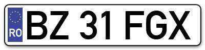 Placuta inmatriculare numar auto  BZ-31-FGX, BZ 31 FGX, BZ31FGX