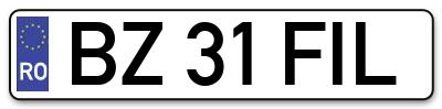 Placuta inmatriculare numar auto  BZ-31-FIL, BZ 31 FIL, BZ31FIL