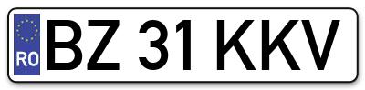Placuta inmatriculare numar auto  BZ-31-KKV, BZ 31 KKV, BZ31KKV