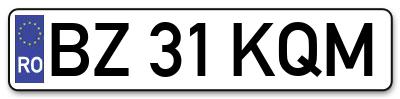 Placuta inmatriculare numar auto  BZ-31-KQM, BZ 31 KQM, BZ31KQM