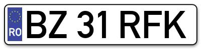 Placuta inmatriculare numar auto  BZ-31-RFK, BZ 31 RFK, BZ31RFK