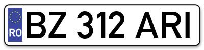 Placuta inmatriculare numar auto  BZ-312-ARI, BZ 312 ARI, BZ312ARI