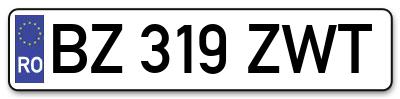 Placuta inmatriculare numar auto  BZ-319-ZWT, BZ 319 ZWT, BZ319ZWT