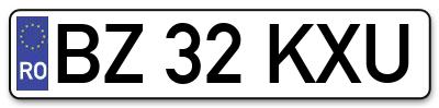 Placuta inmatriculare numar auto  BZ-32-KXU, BZ 32 KXU, BZ32KXU