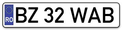 Placuta inmatriculare numar auto  BZ-32-WAB, BZ 32 WAB, BZ32WAB