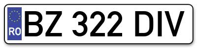 Placuta inmatriculare numar auto  BZ-322-DIV, BZ 322 DIV, BZ322DIV