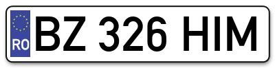 Placuta inmatriculare numar auto  BZ-326-HIM, BZ 326 HIM, BZ326HIM