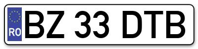 Placuta inmatriculare numar auto  BZ-33-DTB, BZ 33 DTB, BZ33DTB