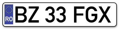 Placuta inmatriculare numar auto  BZ-33-FGX, BZ 33 FGX, BZ33FGX