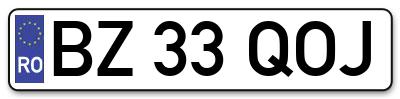 Placuta inmatriculare numar auto  BZ-33-QOJ, BZ 33 QOJ, BZ33QOJ