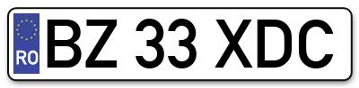 Placuta inmatriculare numar auto  BZ-33-XDC, BZ 33 XDC, BZ33XDC