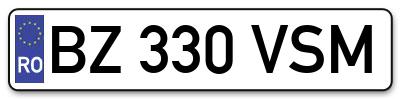 Placuta inmatriculare numar auto  BZ-330-VSM, BZ 330 VSM, BZ330VSM