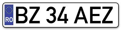 Placuta inmatriculare numar auto  BZ-34-AEZ, BZ 34 AEZ, BZ34AEZ