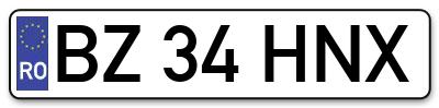 Placuta inmatriculare numar auto  BZ-34-HNX, BZ 34 HNX, BZ34HNX