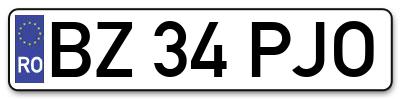 Placuta inmatriculare numar auto  BZ-34-PJO, BZ 34 PJO, BZ34PJO