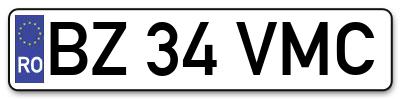Placuta inmatriculare numar auto  BZ-34-VMC, BZ 34 VMC, BZ34VMC