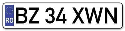 Placuta inmatriculare numar auto  BZ-34-XWN, BZ 34 XWN, BZ34XWN