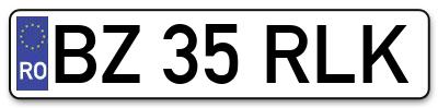 Placuta inmatriculare numar auto  BZ-35-RLK, BZ 35 RLK, BZ35RLK