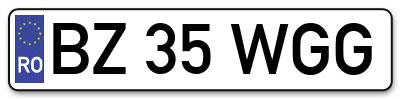 Placuta inmatriculare numar auto  BZ-35-WGG, BZ 35 WGG, BZ35WGG