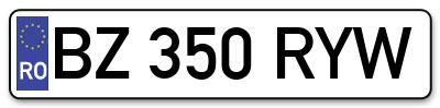 Placuta inmatriculare numar auto  BZ-350-RYW, BZ 350 RYW, BZ350RYW