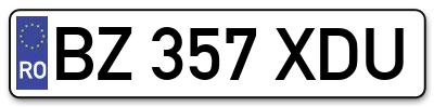 Placuta inmatriculare numar auto  BZ-357-XDU, BZ 357 XDU, BZ357XDU