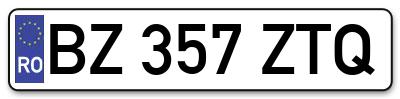 Placuta inmatriculare numar auto  BZ-357-ZTQ, BZ 357 ZTQ, BZ357ZTQ