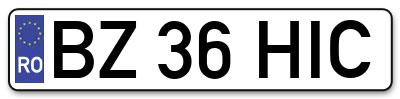 Placuta inmatriculare numar auto  BZ-36-HIC, BZ 36 HIC, BZ36HIC