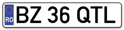 Placuta inmatriculare numar auto  BZ-36-QTL, BZ 36 QTL, BZ36QTL