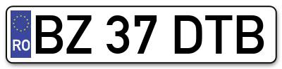 Placuta inmatriculare numar auto  BZ-37-DTB, BZ 37 DTB, BZ37DTB