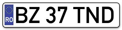 Placuta inmatriculare numar auto  BZ-37-TND, BZ 37 TND, BZ37TND