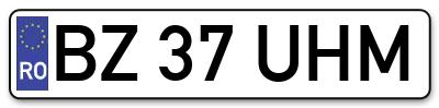 Placuta inmatriculare numar auto  BZ-37-UHM, BZ 37 UHM, BZ37UHM