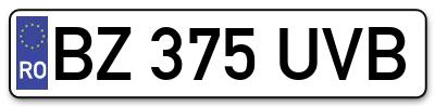 Placuta inmatriculare numar auto  BZ-375-UVB, BZ 375 UVB, BZ375UVB