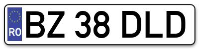 Placuta inmatriculare numar auto  BZ-38-DLD, BZ 38 DLD, BZ38DLD