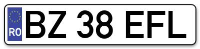 Placuta inmatriculare numar auto  BZ-38-EFL, BZ 38 EFL, BZ38EFL