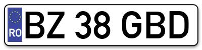 Placuta inmatriculare numar auto  BZ-38-GBD, BZ 38 GBD, BZ38GBD