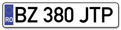 Placuta inmatriculare numar auto  BZ-380-JTP, BZ 380 JTP, BZ380JTP