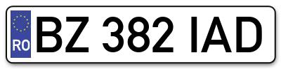 Placuta inmatriculare numar auto  BZ-382-IAD, BZ 382 IAD, BZ382IAD