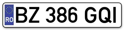 Placuta inmatriculare numar auto  BZ-386-GQI, BZ 386 GQI, BZ386GQI