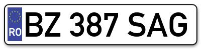 Placuta inmatriculare numar auto  BZ-387-SAG, BZ 387 SAG, BZ387SAG