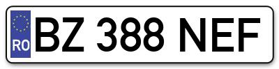 Placuta inmatriculare numar auto  BZ-388-NEF, BZ 388 NEF, BZ388NEF