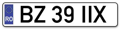 Placuta inmatriculare numar auto  BZ-39-IIX, BZ 39 IIX, BZ39IIX