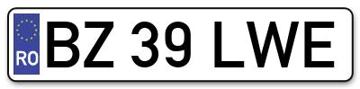 Placuta inmatriculare numar auto  BZ-39-LWE, BZ 39 LWE, BZ39LWE