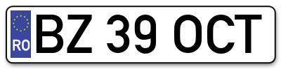 Placuta inmatriculare numar auto  BZ-39-OCT, BZ 39 OCT, BZ39OCT