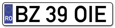 Placuta inmatriculare numar auto  BZ-39-OIE, BZ 39 OIE, BZ39OIE
