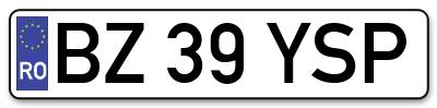 Placuta inmatriculare numar auto  BZ-39-YSP, BZ 39 YSP, BZ39YSP