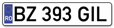 Placuta inmatriculare numar auto  BZ-393-GIL, BZ 393 GIL, BZ393GIL